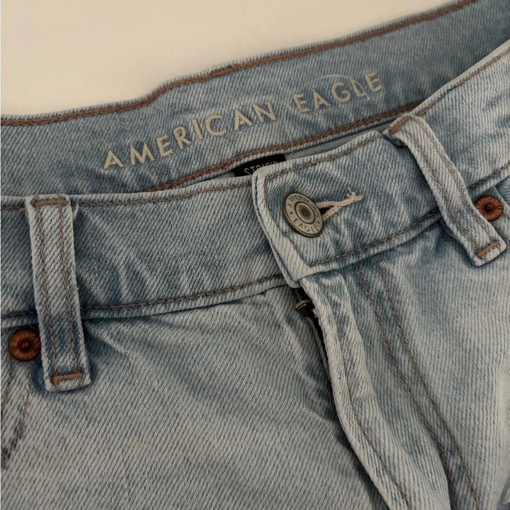 American Eagle Outfitters Light Blue Ripped Jean Shorts - Picture 3 of 3